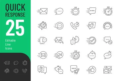 Quick Response Line Editable Icons Set. Stock Illustration