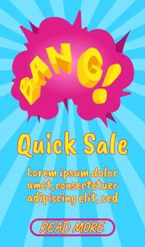Quick sale concept banner, comics isometric style Stockillustratie