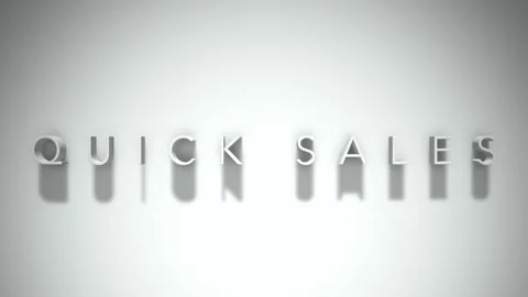 Quick sales 3D title animation with shadows on a white background Stock Footage 297669269