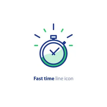 Quick services, fast delivery, deadline time, delay alarm, line icon Stock Illustration