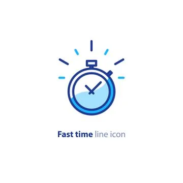 Quick services, fast delivery, deadline time, delay alarm, line icon Stock Illustration