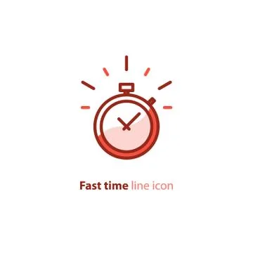 Quick services, fast delivery, deadline time, delay alarm, line icon Stock Illustration