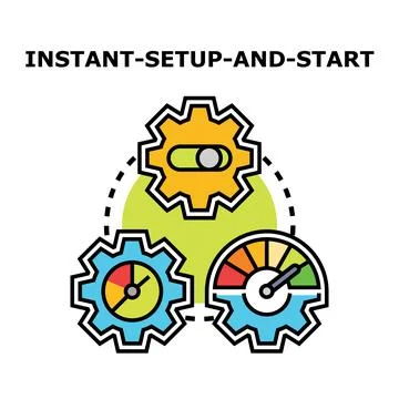 Quick setup and fast start with process automation Stock Illustration