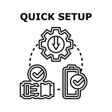 Quick setup process completing installation and integration tasks Stock Illustration