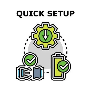 Quick setup process completing installation and integration tasks Stock Illustration