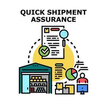 Quick shipment assurance logistics delivery storage concept Stock Illustration