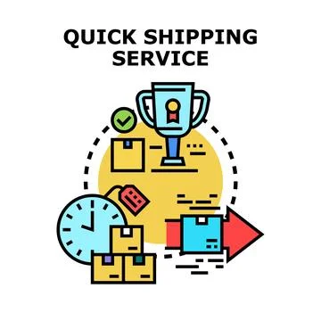 Quick shipping service delivering packages fast Stock Illustration