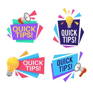 Quick shortcuts. Useful tips and recommendations with megaphone and light bulb Stock Illustration