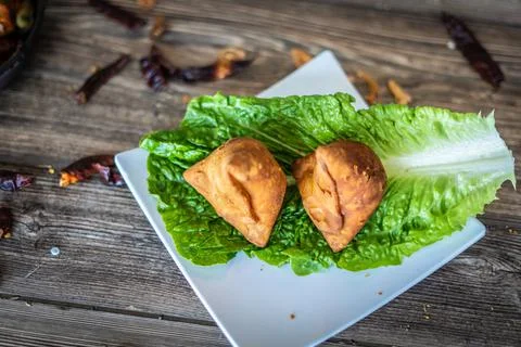Quick snack baked samosa Stock Photos