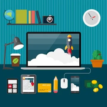 Quick Start Up Flat Concept  Illustration Illustrazione stock