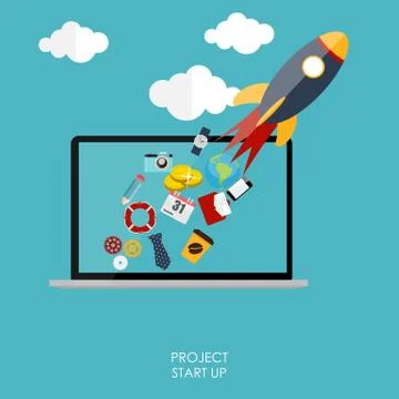 Quick Start Up Flat Concept Vector Illustration Stock Illustration