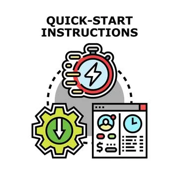 Quick start instructions concept with speed and process Stock Illustration