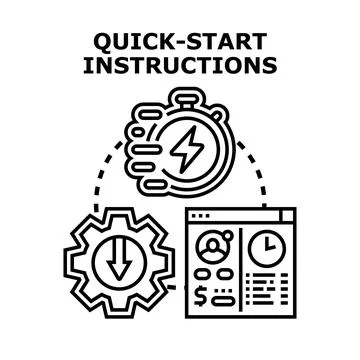 Quick start instructions concept with speed and process Stock Illustration