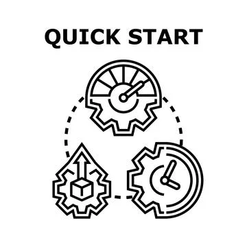 Quick start process concept with gears and gauge Stock Illustration