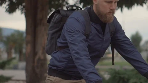 Quick stop during bike ride. Stock Footage 102016285