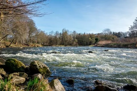 A quick stream of river Don in Seaton park, Aberdeen Stock Photos