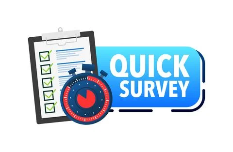 Quick survey. Badge icon. Check list and stopwatch. Exam application. Quick Stock Illustration