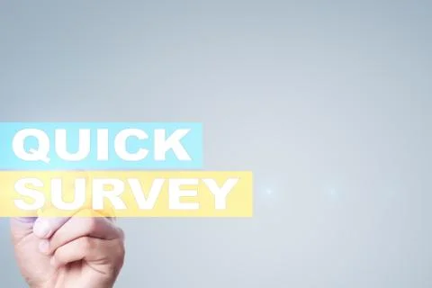 Quick survey text on virtual screen. Feedback and customers testimonials Stock-Fotos