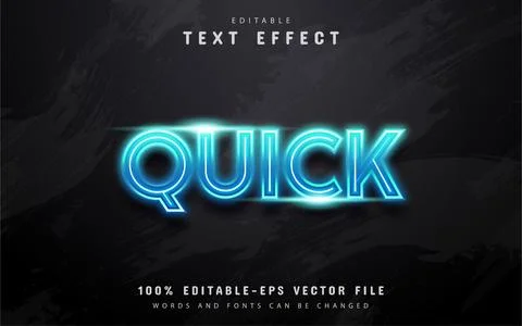 Quick text, blue neon style text effect Stock Illustration