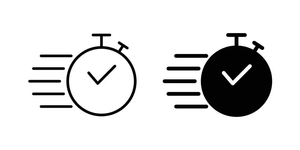 Quick Time icon logo. Outline style icons with flat versions イラスト素材