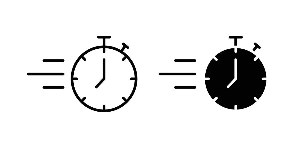 Quick Time icon set modern line and solid style collection. Stock Illustration