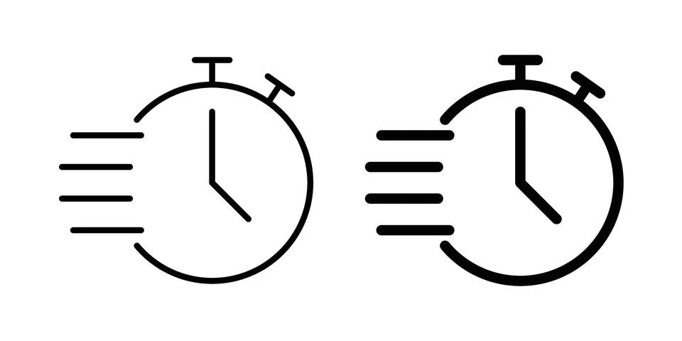 Quick Time icon thin line and clipart style vector set Stock Illustration