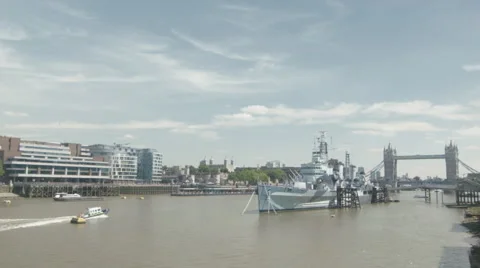 A quick Time-lapse of HMS Belfast in London Stock Footage 44124413