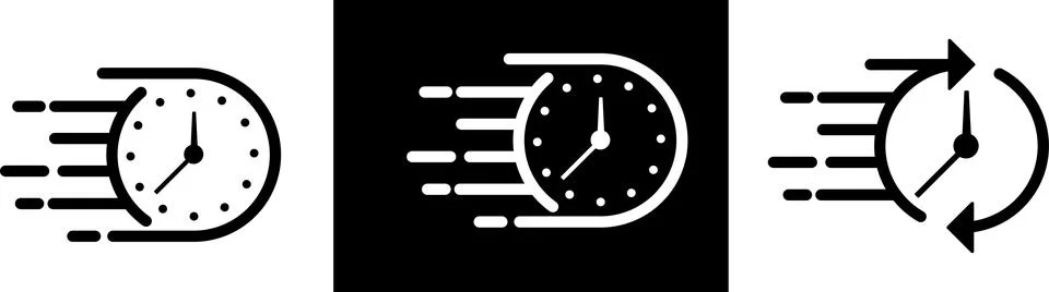 Quick time or deadline icon set in line style, Timers, Express service Stock Illustration