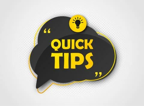 Quick tip, banner to helpful tricks. Speech bubble Illustrazione stock