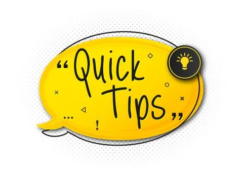 Quick tip, banner to helpful tricks. Speech bubble Stock Illustration