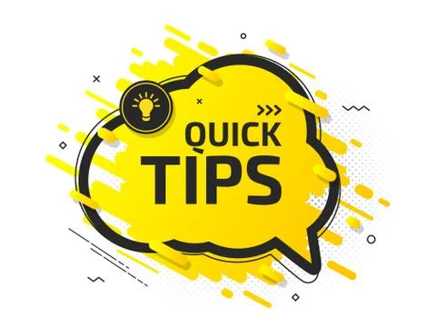 Quick tip, banner to helpful tricks. Speech bubble Stock Illustration
