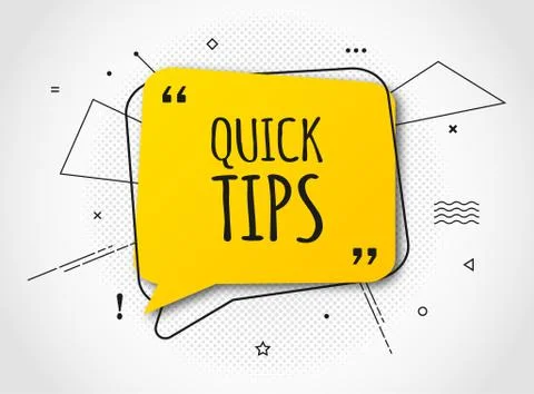 Quick tip, banner to helpful tricks. Speech bubble Stock Illustration
