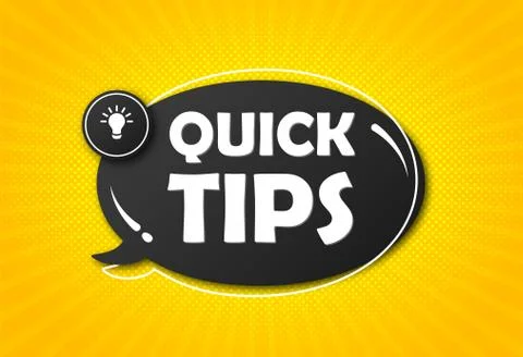 Quick tip, banner to helpful tricks. Speech bubble Stock Illustration