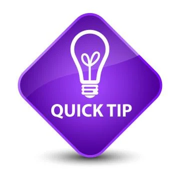 Quick tip (bulb icon) elegant purple diamond button Illustrazione stock