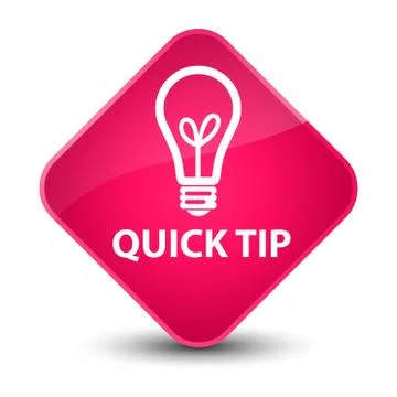 Quick tip (bulb icon) elegant pink diamond button Illustrazione stock