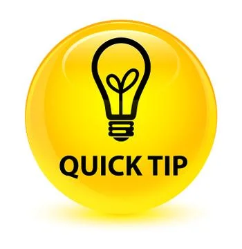 Quick tip (bulb icon) glassy yellow round button Stock Illustration