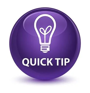 Quick tip (bulb icon) glassy purple round button Stock Illustration