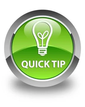 Quick tip (bulb icon) glossy green round button Stock Illustration