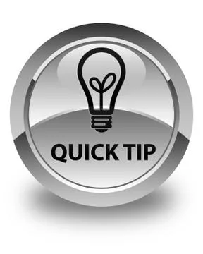 Quick tip (bulb icon) glossy white round button Stock Illustration