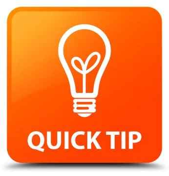 Quick tip (bulb icon) orange square button Illustrazione stock