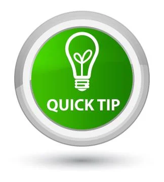 Quick tip (bulb icon) prime green round button Stock Illustration