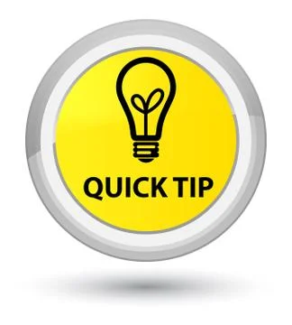 Quick tip (bulb icon) prime yellow round button Stock Illustration