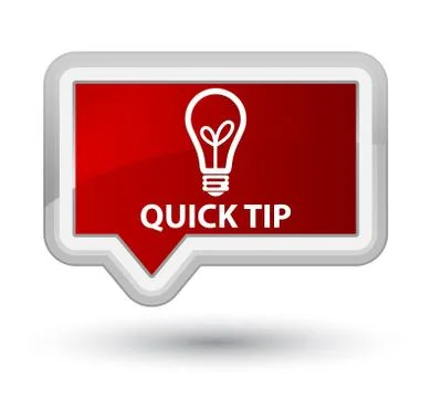 Quick tip (bulb icon) prime red banner button Stock Illustration