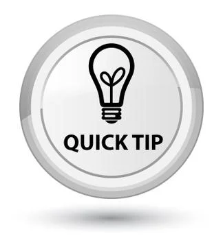 Quick tip (bulb icon) prime white round button Stock Illustration