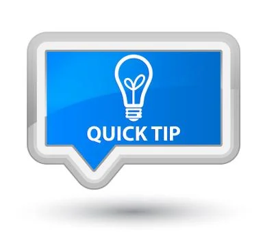 Quick tip (bulb icon) prime cyan blue banner button Stock Illustration