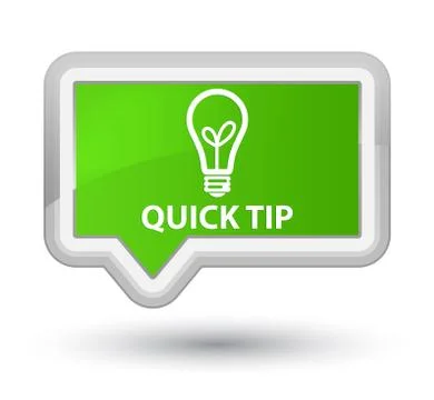 Quick tip (bulb icon) prime soft green banner button Illustrazione stock