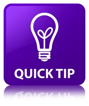 Quick tip (bulb icon) purple square button Stock Illustration