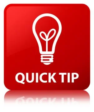 Quick tip (bulb icon) red square button Stock Illustration