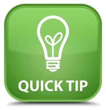 Quick tip (bulb icon) special soft green square button Stock Illustration