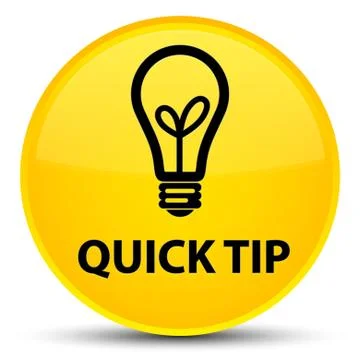 Quick tip (bulb icon) special yellow round button Stock Illustration